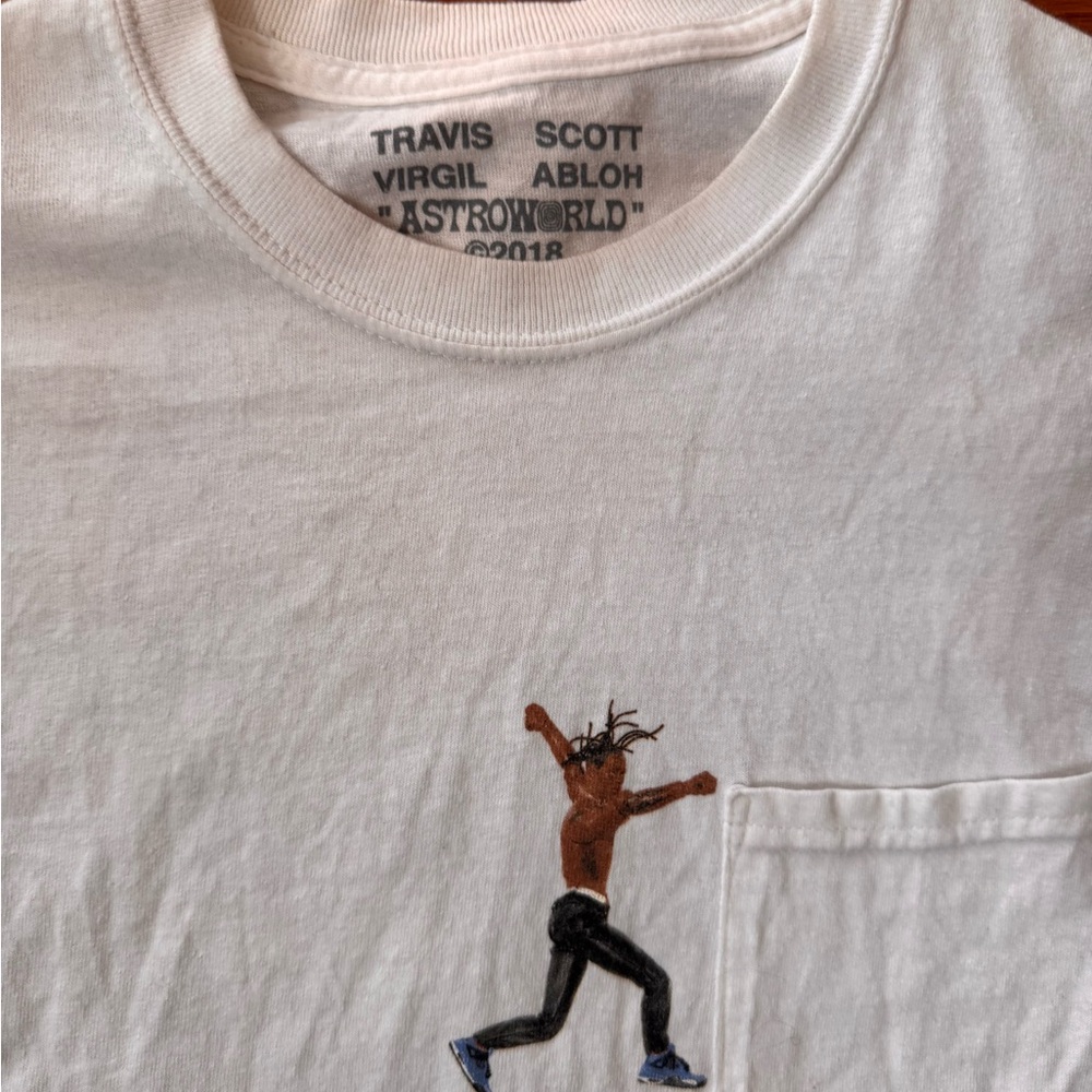 Travis Scott White Short Sleeve Tee with Graphic Design - Picture 2 of 3